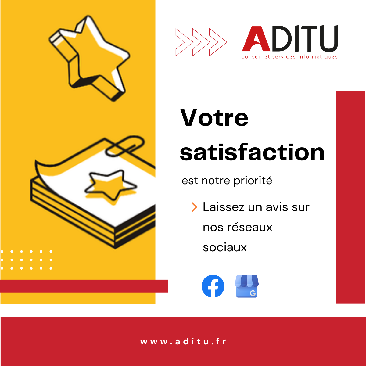 ADITU a à cœur d'être à l'écoute de ses clients et d'améliorer les services proposés.