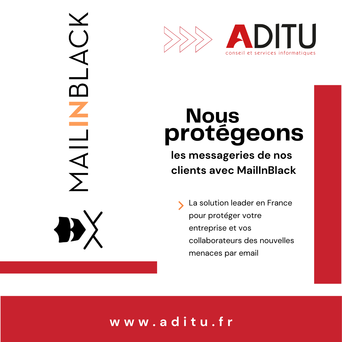 ADITU A CHOISI LA SOLUTION MAILINBLACK POUR PROTÉGER LES MESSAGERIES CLIENTES